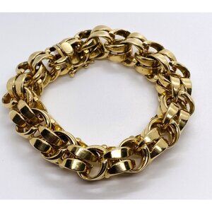 Tiffany & Co Double Link 14K 585 Yellow Gold Bracelet 8" Heavy